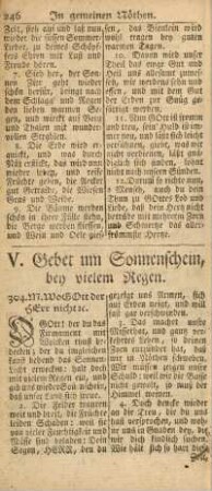 V. Gebet um Sonnenschein, bey vielem Regen