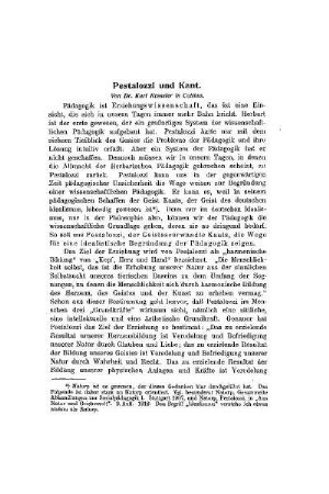 Pestalozzi und Kant
