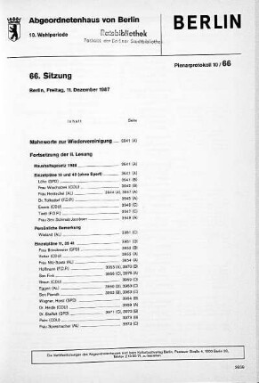 Nr. 66, 11. Dezember 1987