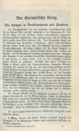 Die Kämpfe in Nordfrankreich und Flandern