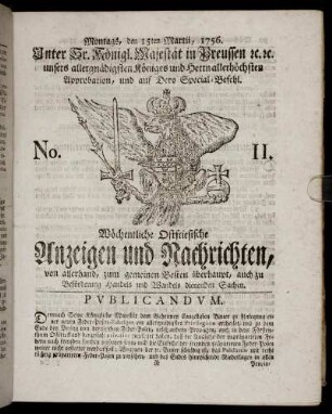 No. 11. Montags, den 15ten Martii, 1756.