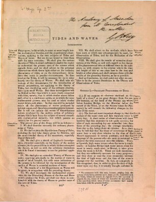 Tides and Waves : extracted from the Encyclopaedia Metropolitana, Tom. V pag. 241 - 396