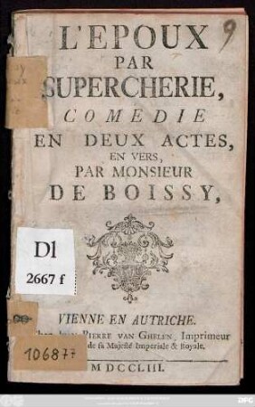 L' Epoux Par Supercherie : Comedie En Deux Actes, En Vers