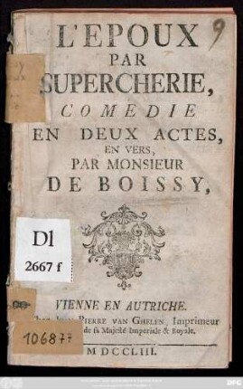 L' Epoux Par Supercherie : Comedie En Deux Actes, En Vers