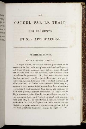 Première Partie. De La Grandeur Linéaire