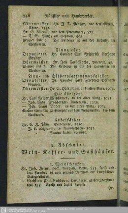 3. Abschnitt. Zu Accommodirung und Bewirthung der Einheimischen und Fremden dienen-de Häuser und Gasthöfe