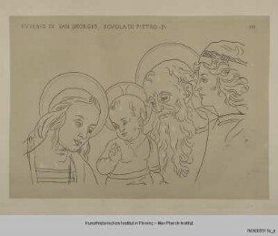 Oberkörper einer Madonna mit Kind, eines Heiligen und eines jungen Mannes (nach unbekanntem Vorbild)