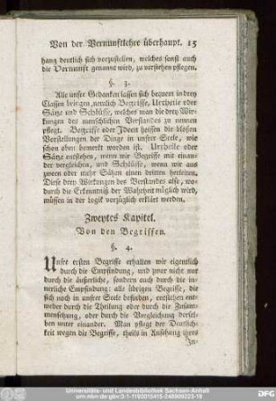 Zweytes Kapitel. Von den Begriffen.
