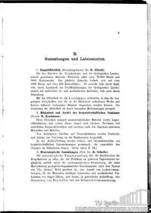 B. Sammlungen und Laboratorien