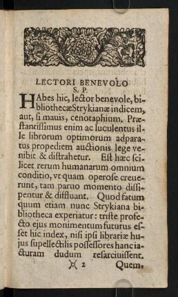2r-2v, Lectori Benevolo S. P.