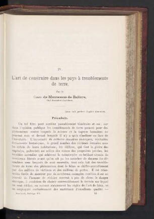 IV. L'art de construire dans les pays à tremblements de terre