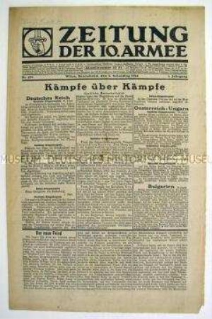 Kriegszeitung der 10. Armee mit Nachrichten und Berichten zum Kriegsgeschehen an allen Fronten