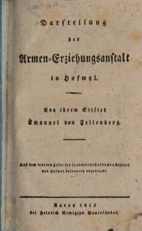 Darstellung der Armen-Erziehungs-Anstalt in Hofwyl