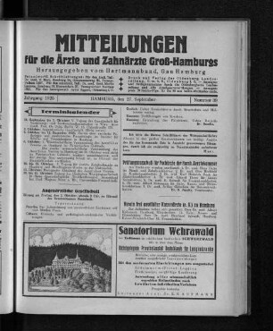 Jahrgang 1925, Hamburg, den 27. September, Nummer 39