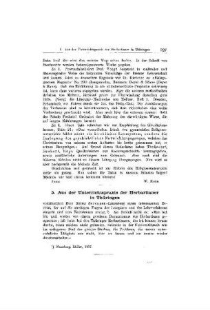 Aus der Unterrichtspraxis der Herbartianer in Thüringen