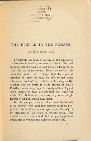 Prolegomena to St Paul's Epistles to the Romans and the Ephesians