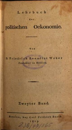 Lehrbuch der politischen Oekonomie, 2