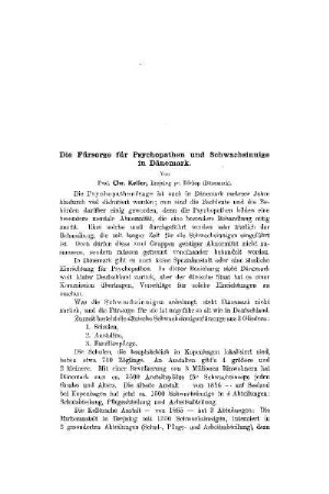 Die Fürsorge für Psychopathen und Schwachsinnige in Dänemark