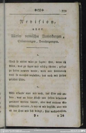 Revision, oder Allerley vermischte Anmerkungen, Erläuterungen, Berichtigungen