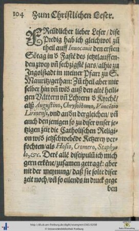 Zum Christlichen Leser
