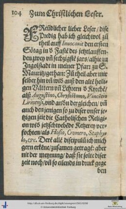 Zum Christlichen Leser