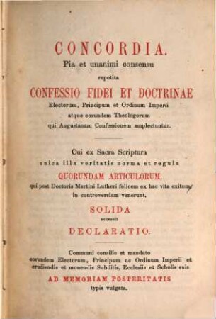 Concordia : Libri symbolici ecclesiae evangelicae.