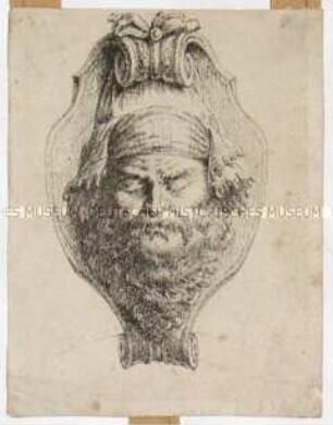 Maske eines sterbenden Kriegers nach Schlüters Schlussstein im Berliner Zeughaus (Süd-2)
