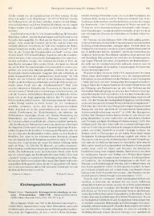 Kirchengeschichte: Neuzeit