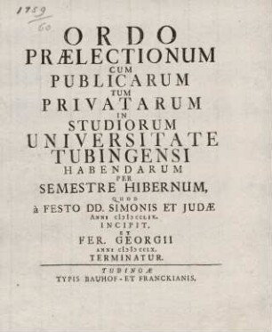 Vorlesungsverzeichnis 1759/60