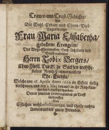 Trauer- und Trost-Gedichte.