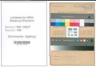 Entnazifizierung Ingeborg Schumacher , geb. 20.06.1913 (Bueroangestellte)