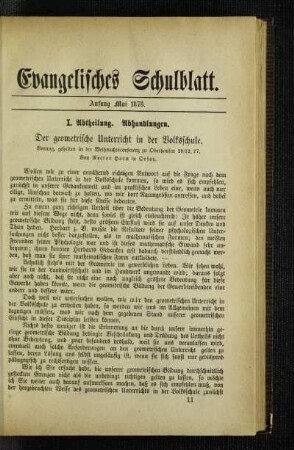 ¬Der¬ geometrische Unterricht in der Volksschule : Vortrag, gehalten in der Weihnachtsconferenz zu Oberhausen 28/12. 77