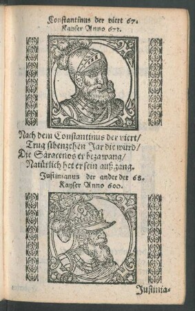Justinianus der ander der 68. Kayser Anno 600.