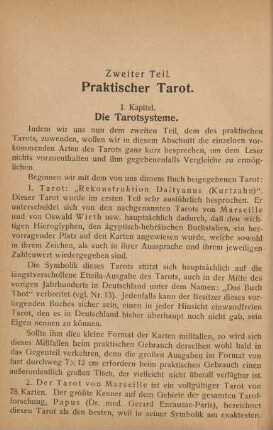 Zweiter Teil. Praktischer Tarot
