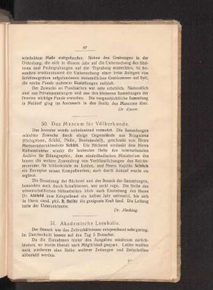 50. Das Museum für Völkerkunde.
