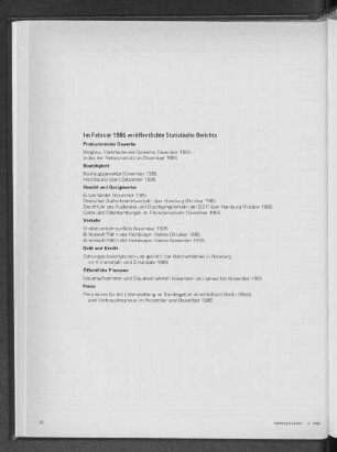 Im Februar 1986 veröffentlichte Statistische Berichte