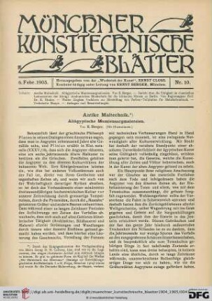 1: Antike Maltechnik [1] : altägyptische Mumiensargmalereien$E. Berger