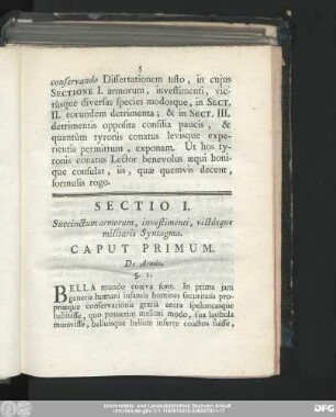 Caput Primum. De Armis.