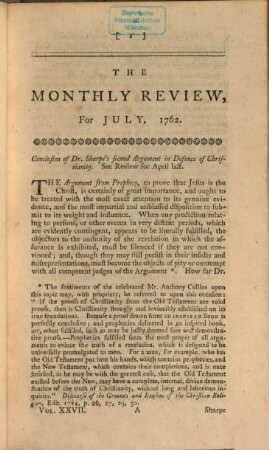 The monthly review, or, literary journal. 27. 1762