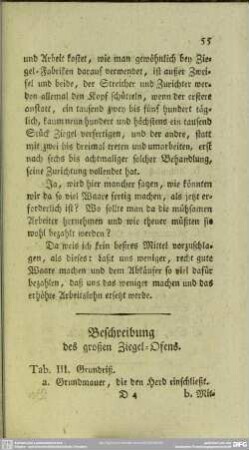 Beschreibung des großen Ziegel-Ofens