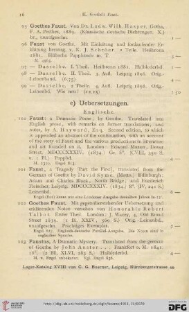 e) Uebersetzungen (Nr. 100 - 117)