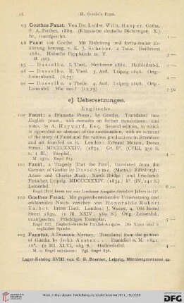 e) Uebersetzungen (Nr. 100 - 117)