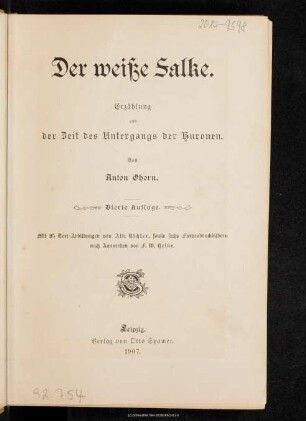 Der weiße Falke : Erzählung aus der Zeit des Untergangs der Huronen