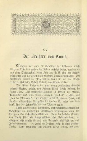 XV. Der Freiherr von Canitz