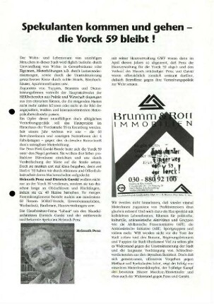 Flugschrift: Spekulanten kommen und gehen -               die Yorck 59 bleibt!