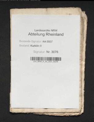 Entwurf einer Registraturordnung; kölnische Registraturordnung