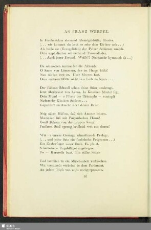 An Franz Werfel