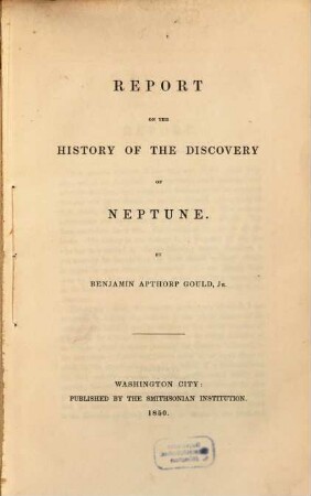 Report on the History of the Discovery of Neptune