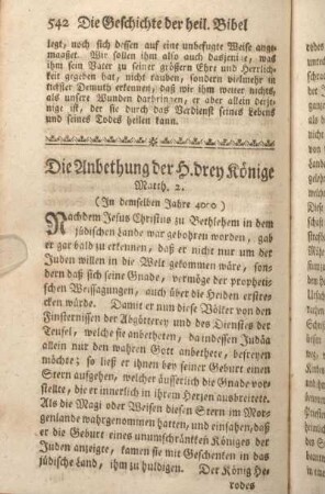 Die Anbethung der H. drey Könige Matth. 2.