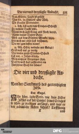 Die vier und dreyßigste Andacht. Von der Sanftmuth des gecreutzigten JEsu.